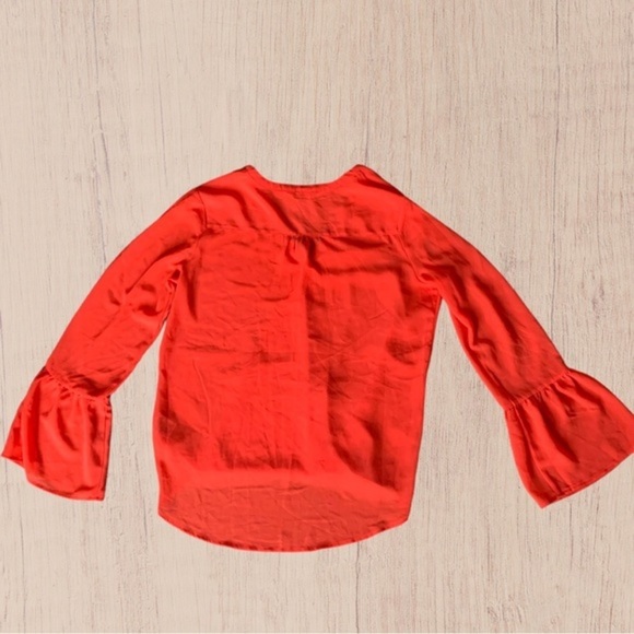 Fluted Sleeve Blouse Boho top flare sleeve wrap front Small - Picture 7 of 11